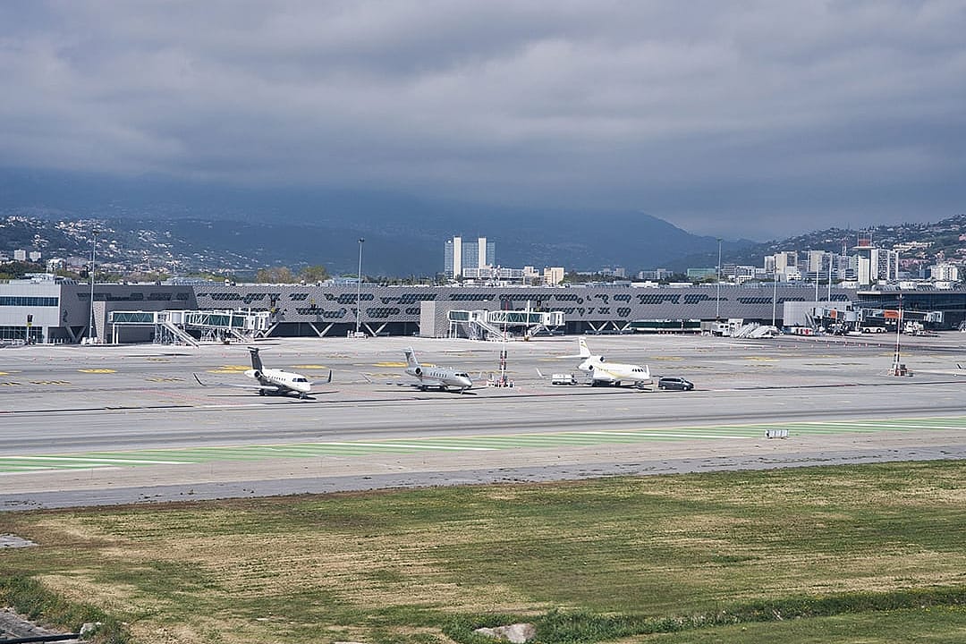 A view of private jet planes seen at the Nice Côte d'Azur airport in France.